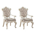 Rose Gold and Pearl White Tufted Arm Chair (Set of 2)