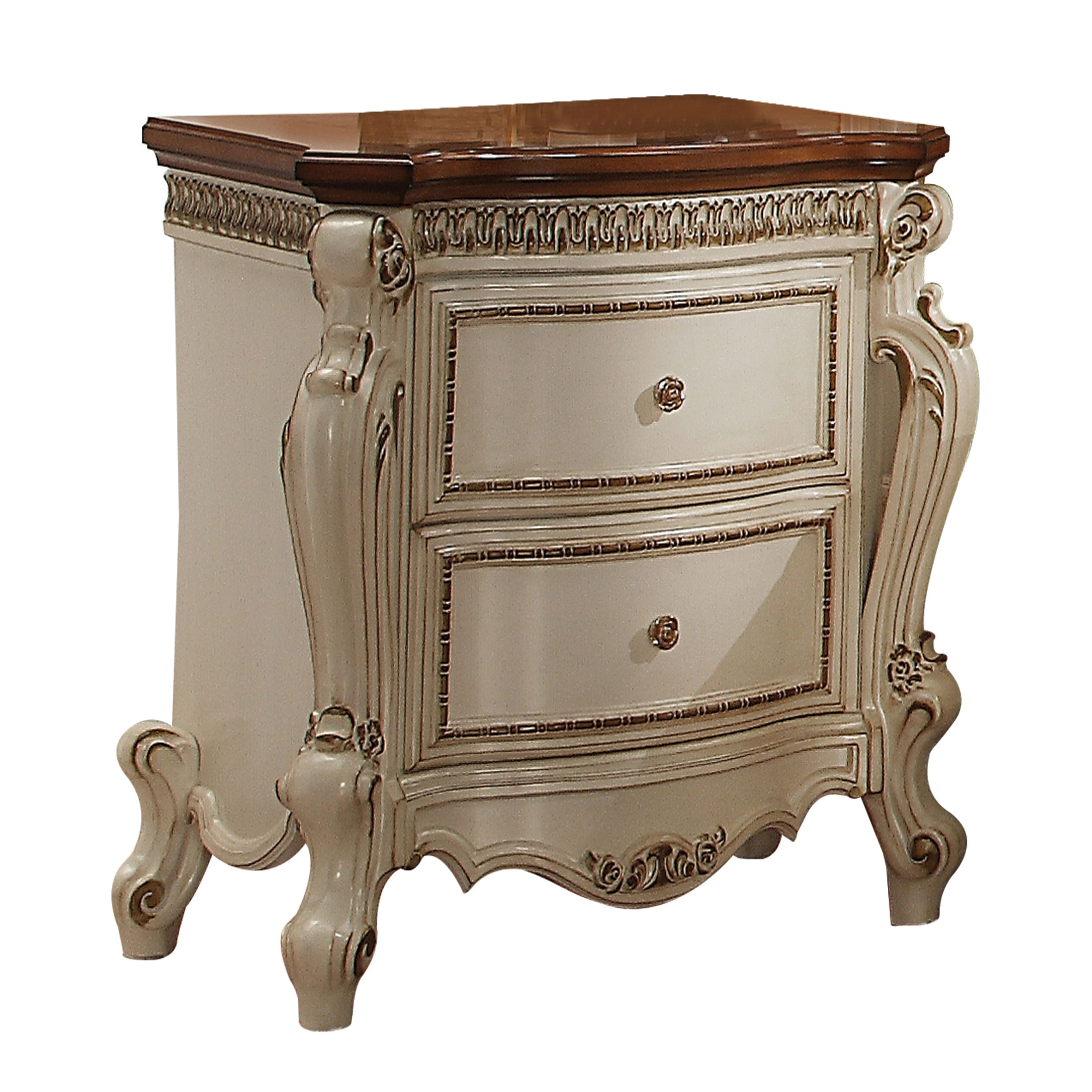 Antique Pearl and Cherry Oak 2-drawer Nightstand