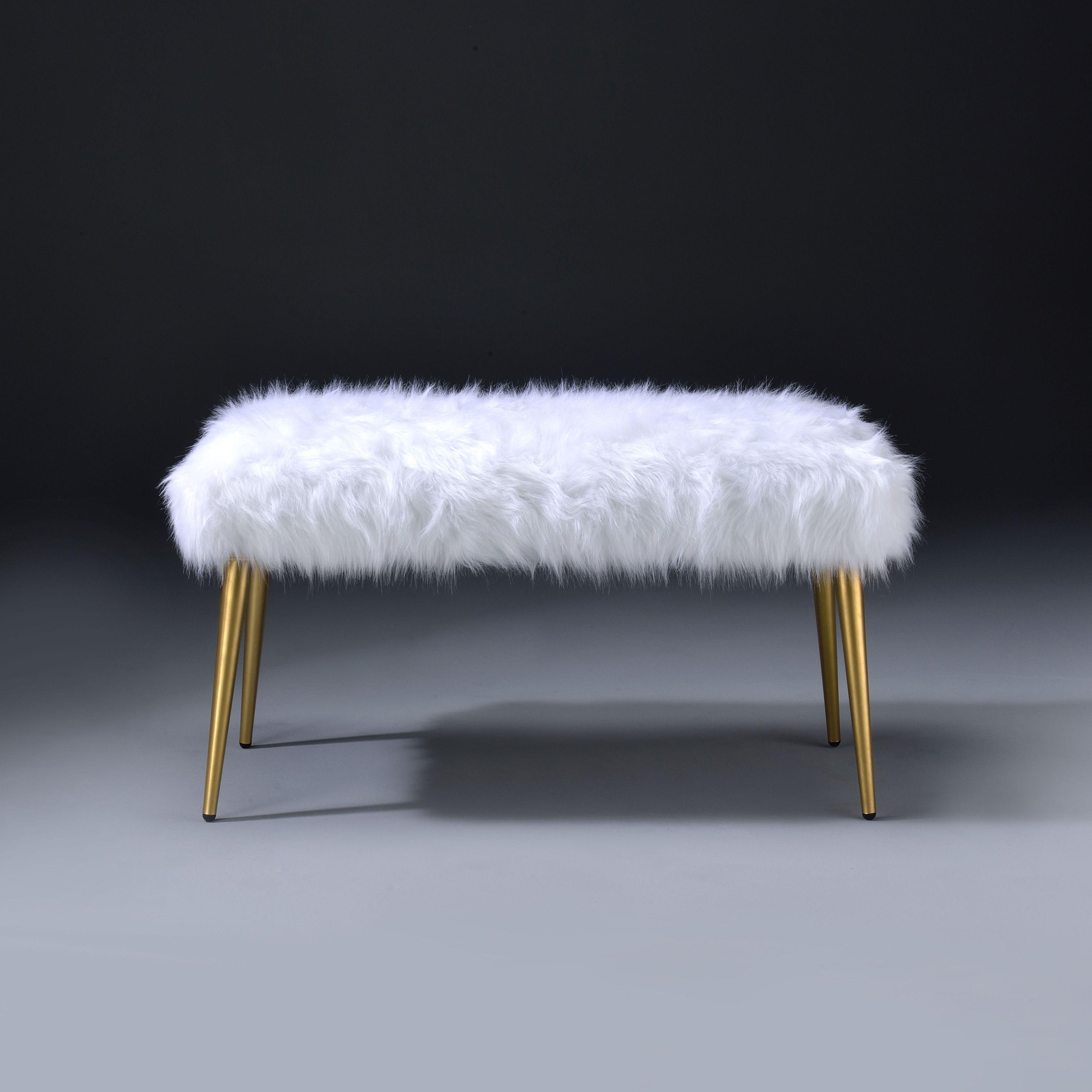 White and Gold Bench with Straight Legs