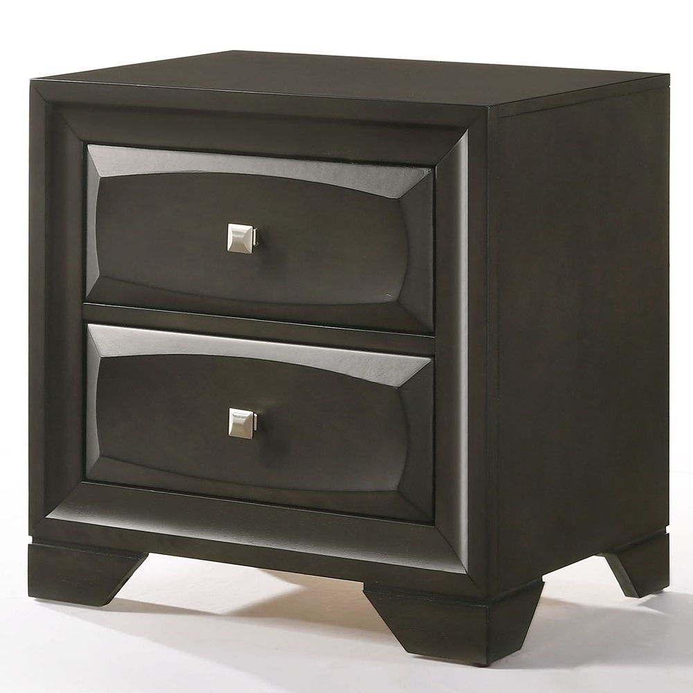 Antique Grey Nightstand with 2-Drawer