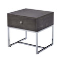 Grey Oak and Chrome Storage End Table
