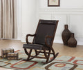 Espresso and Walnut Rocking Chair with Nail-head Trim