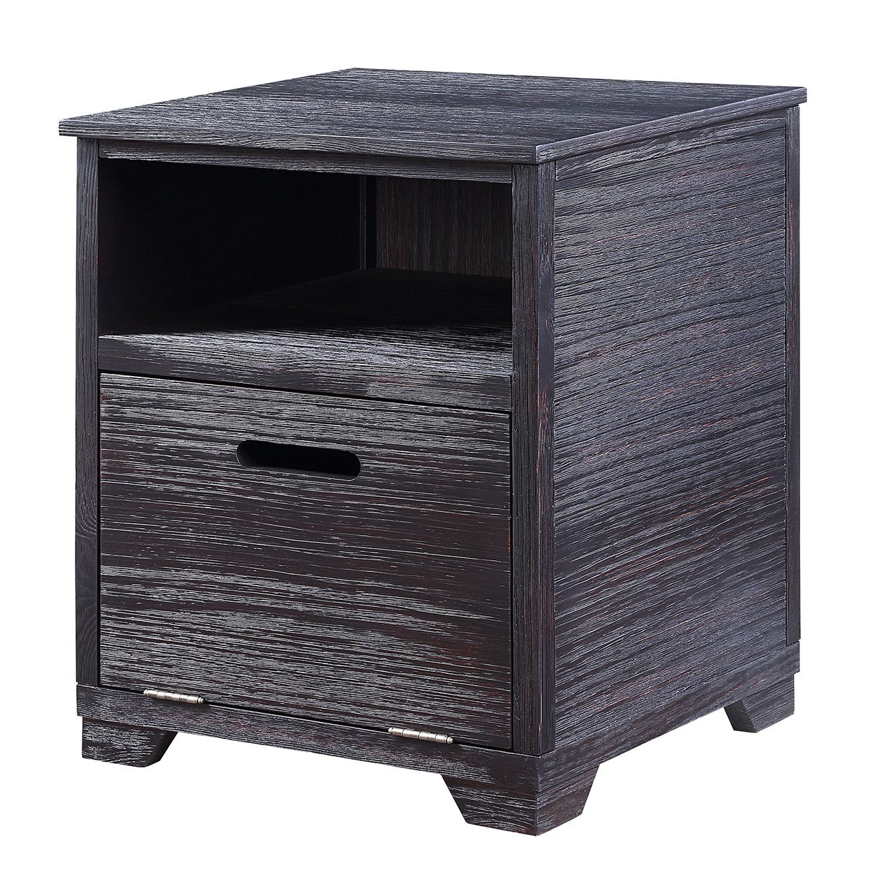 Antique Black End Table with Drop-Down Door