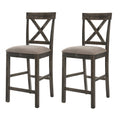 Tan and Weathered Grey Counter Height Stools with Cross Back (Set of 2)