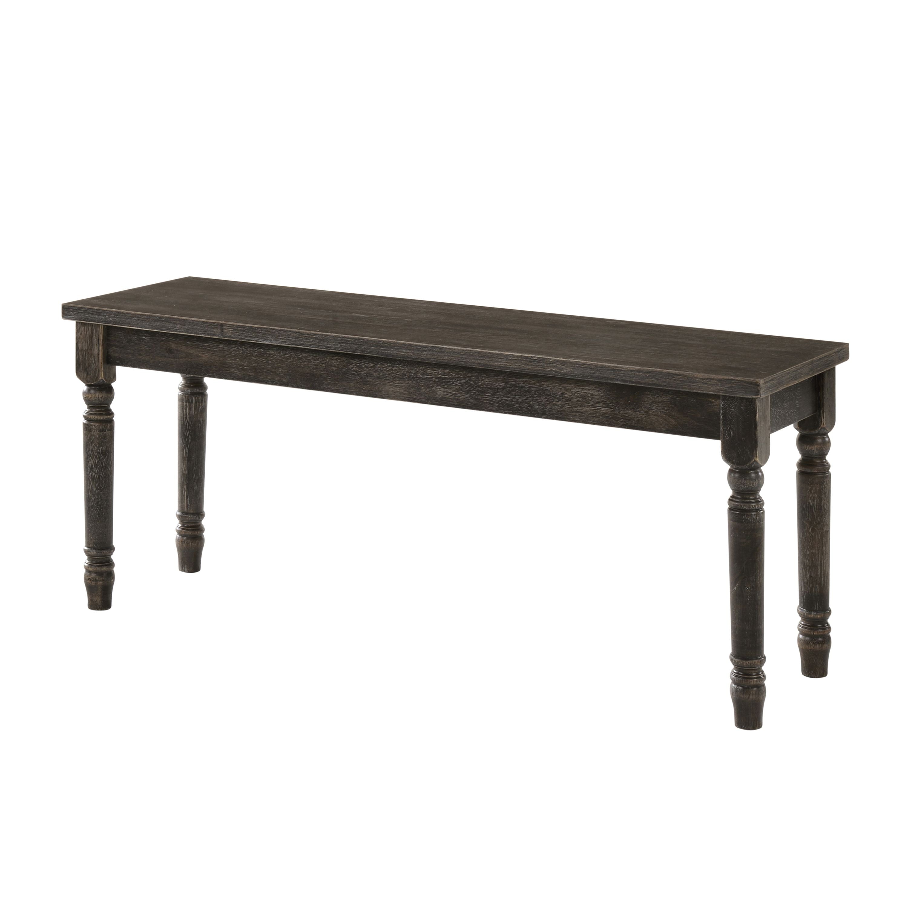 Weathered Grey Bench with Turned Leg