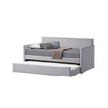 Modern Twin Daybed with Trundle, Nailhead Trim Backing, Soft Gray Velvet