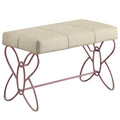 White and Light Pink Tufted Bench