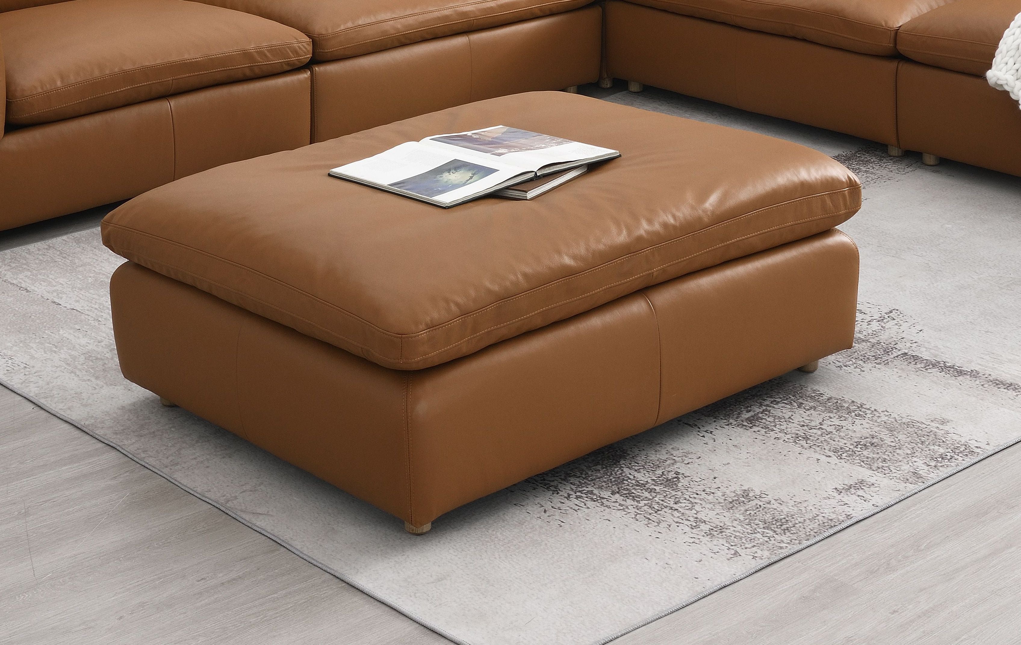 ACME Brighton Ottoman, Brown Top Grain Leather LV03374