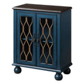 Antique Blue Console Table with Glass Doors