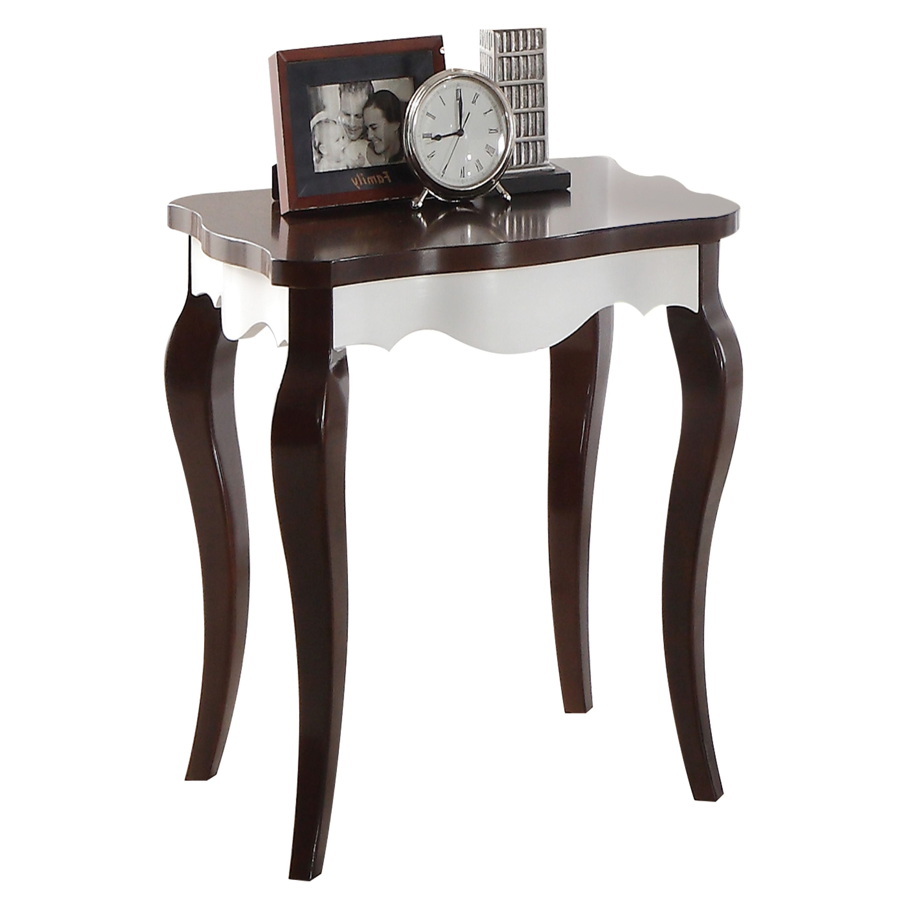 Walnut and White Rectangular End Table