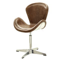 Retro Brown and Chrome Bucket Seat Accent Chair