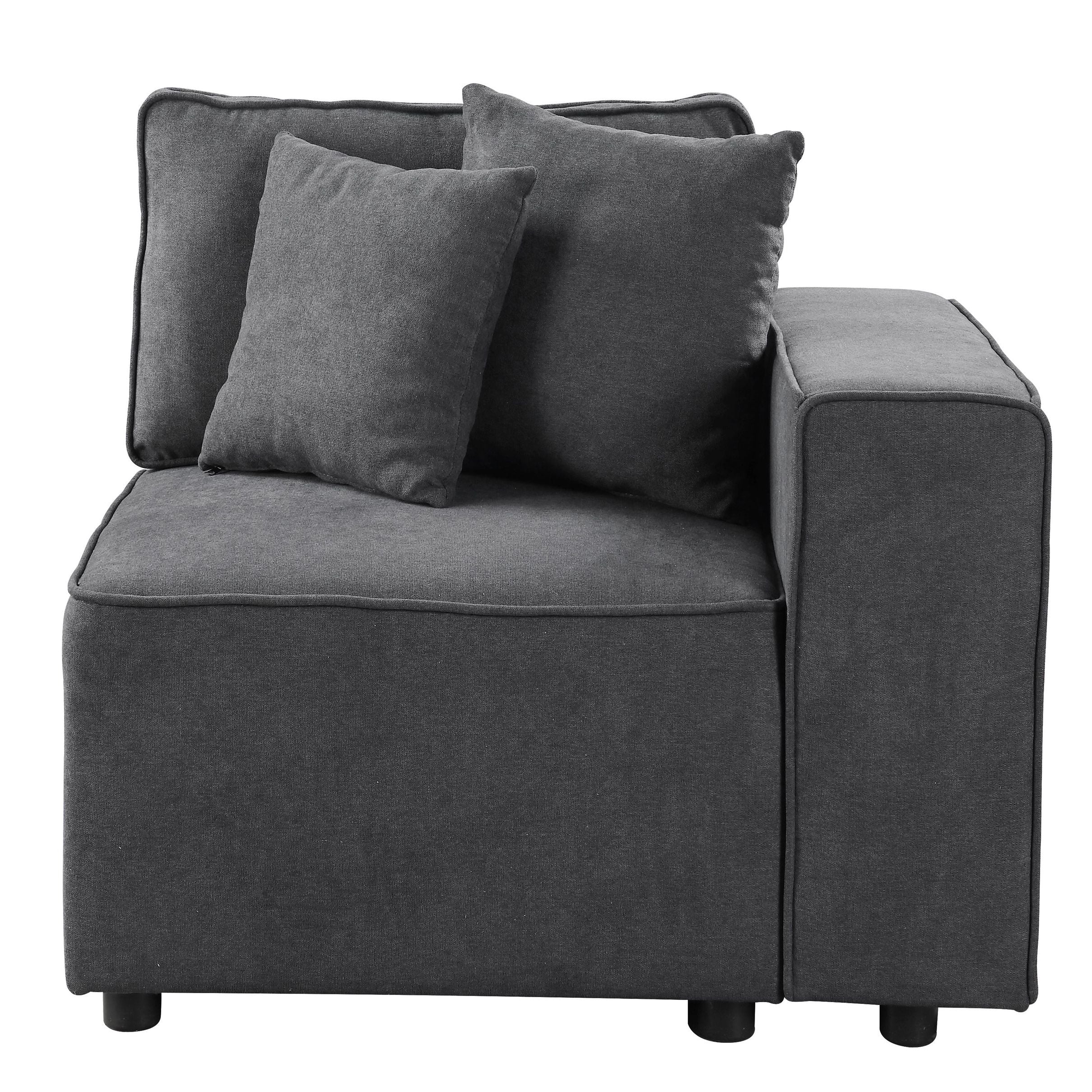Grey Right Facing Loose Back Sofa