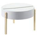 White and Natural Coffee Table with Hidden Storage