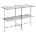 White Oak and Chrome Sofa Table with 1 Shelf
