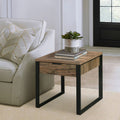 Weathered Oak and Black End Table with 1 Drawer