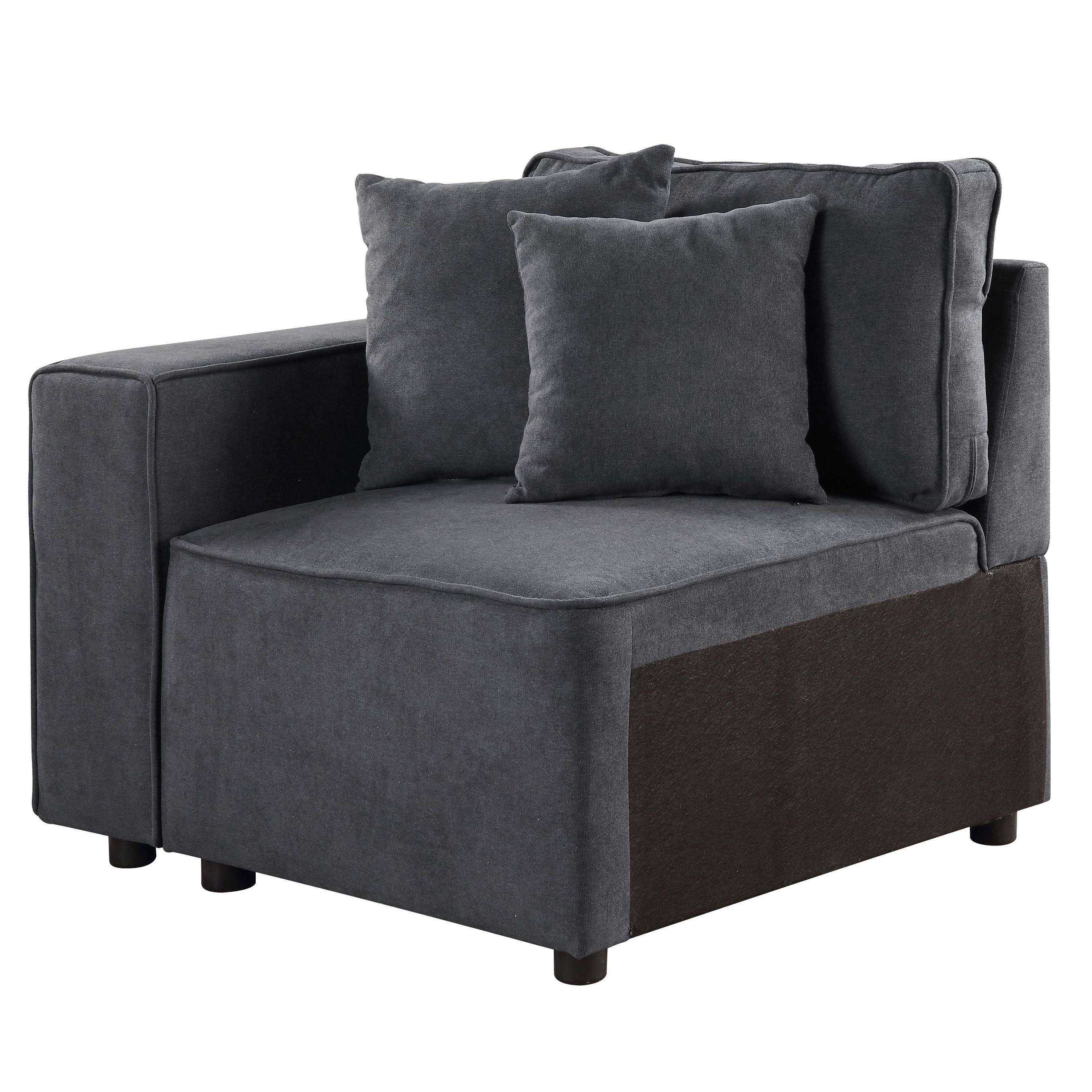 Grey Left Facing Loose Back Accent Chair
