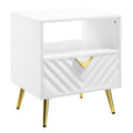 White High Gloss End Table with Shelf