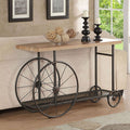 Oak and Antique Grey Sofa Table with Bottom Shelf
