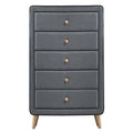 Light Grey Upholstered 5-drawer Chest