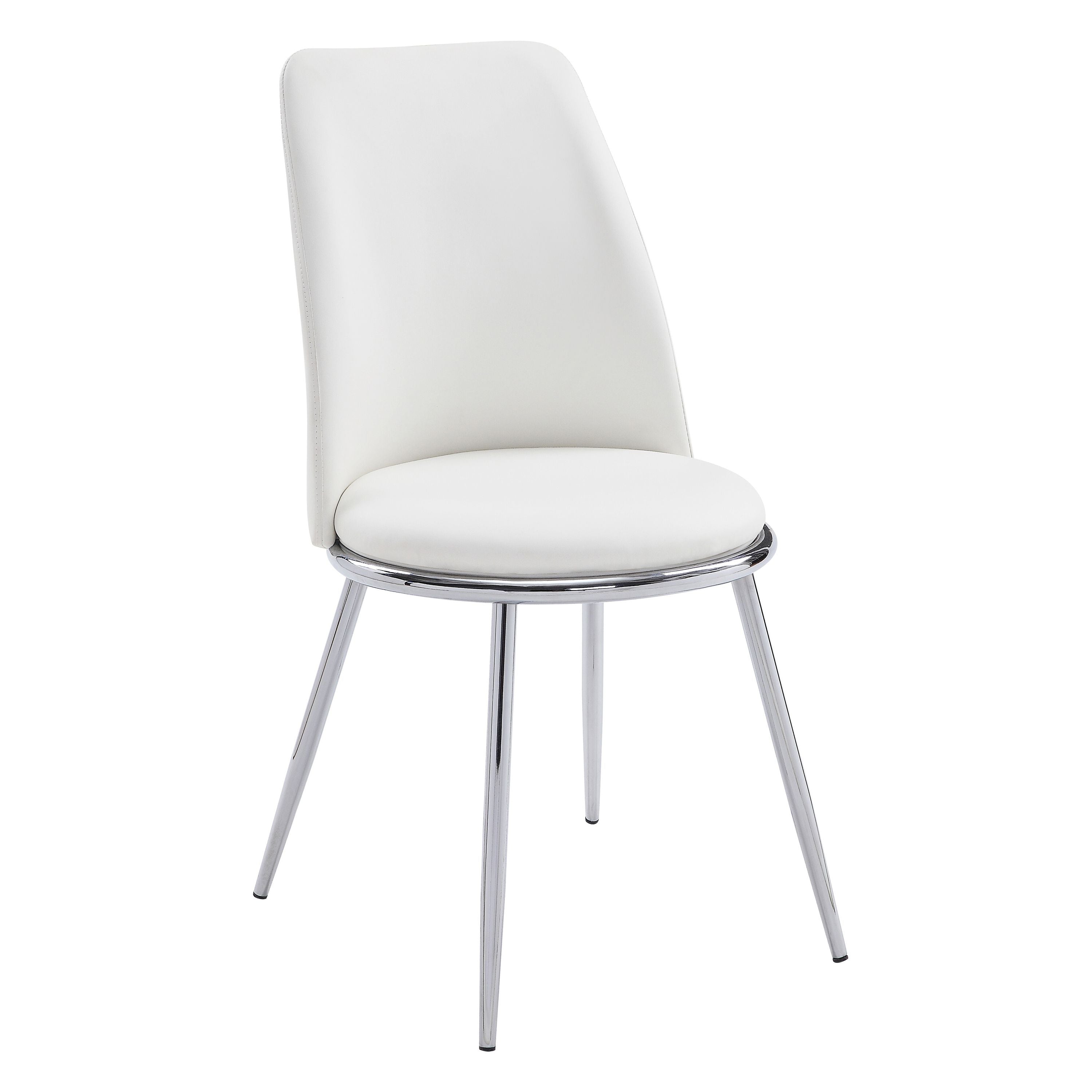 White and Chrome Tight Back Side Chairs (Set of 2)