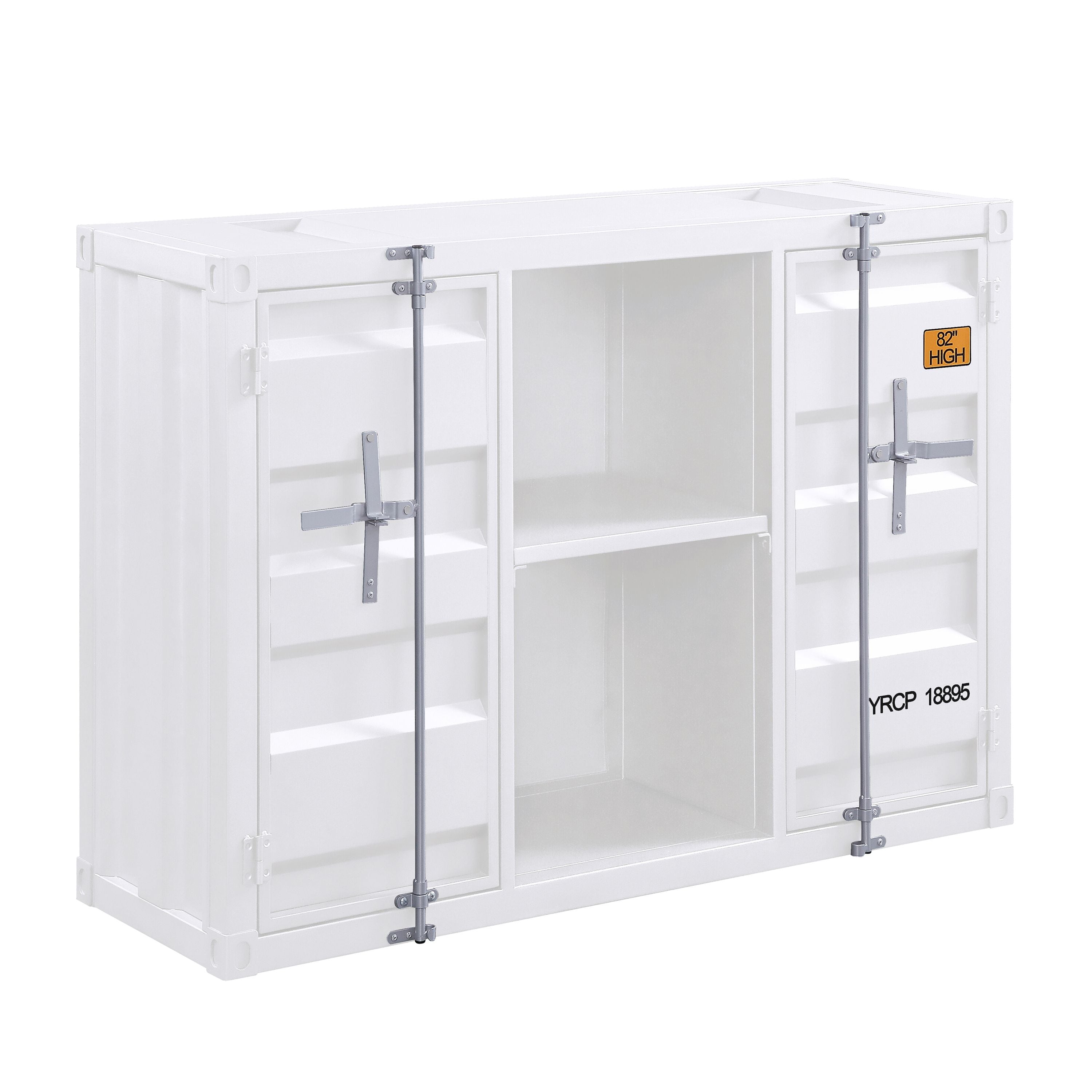 White Server with Open Shelving and 2 Cabinets