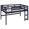 Navy Blue Twin Loft Bed with Reversible Ladder