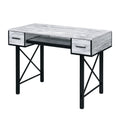 Antique White and Black Computer Desk with Keyboard Tray