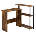 Weathered Oak and Black Office Desk with Bookshelf