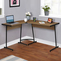 Oak and Black L-shape Computer Desk