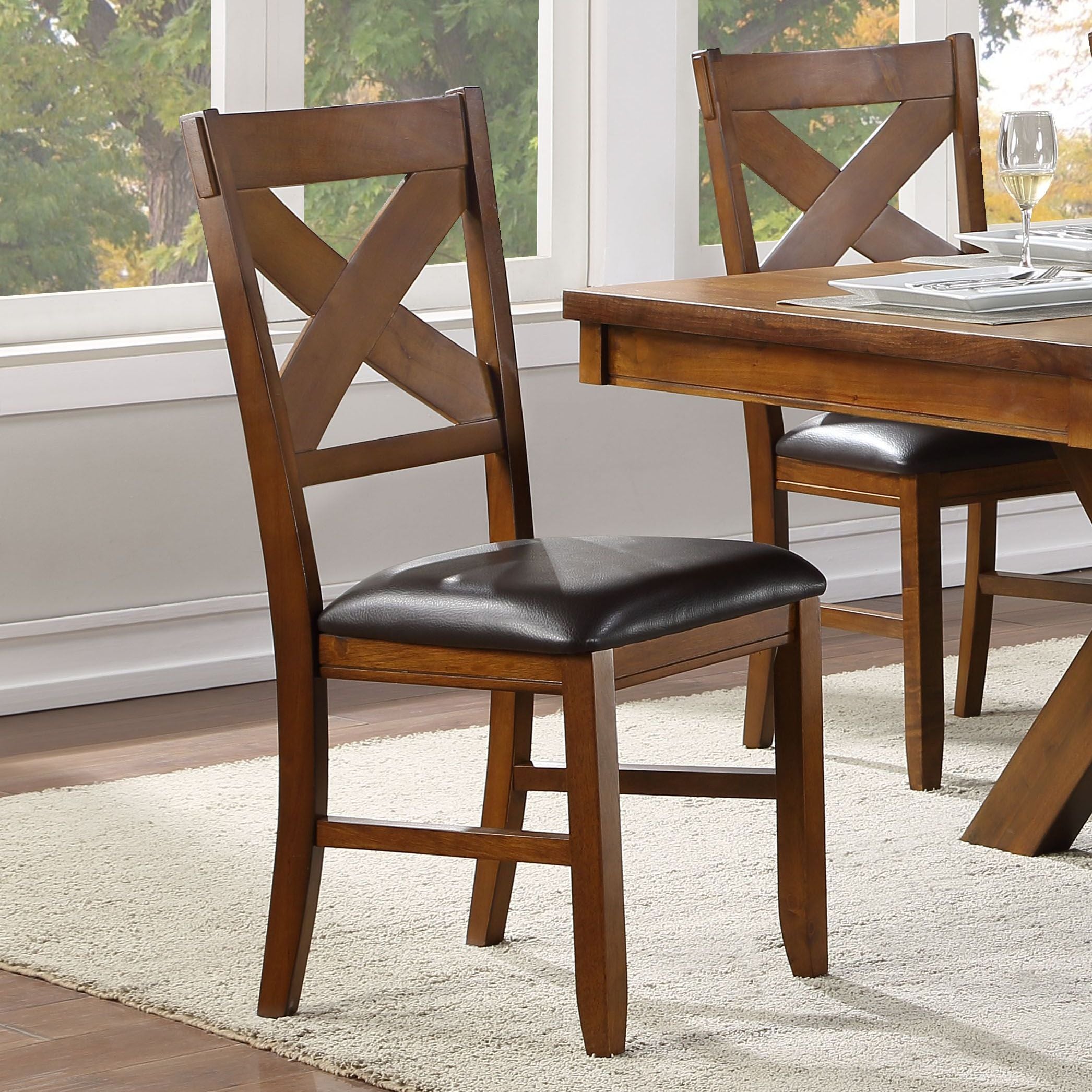 Espresso and Walnut Side Chair with X-Shape Back (Set of 2)