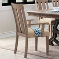 Beige and Maple Padded Arm Chair (Set of 2)