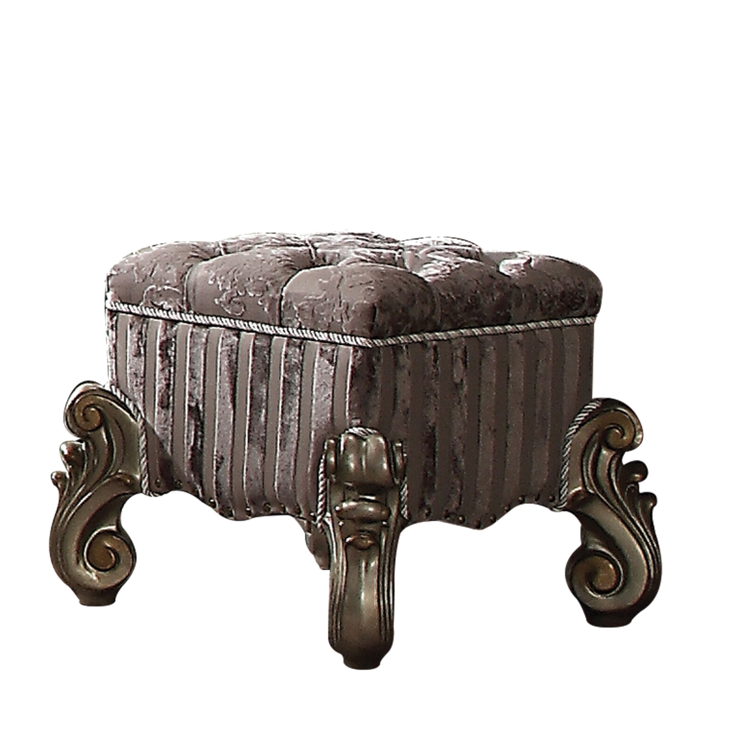 Light Purple and Antique Platinum Vanity Stool with Nailhead Trim
