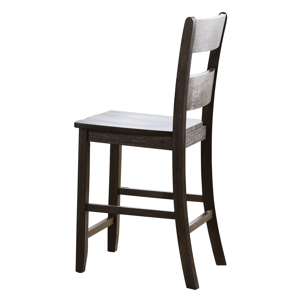 Distressed Walnut Counter Height Chair with Ladder Back (Set of 2)