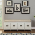 Beige and White Bench with Storage