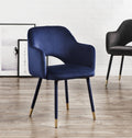 Ocean Blue and Gold Accent Chair with Metal Spindle Leg