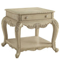 Antique White End Table with Bottom Shelf