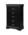 Black 5-Drawer Chest with Metal Handle