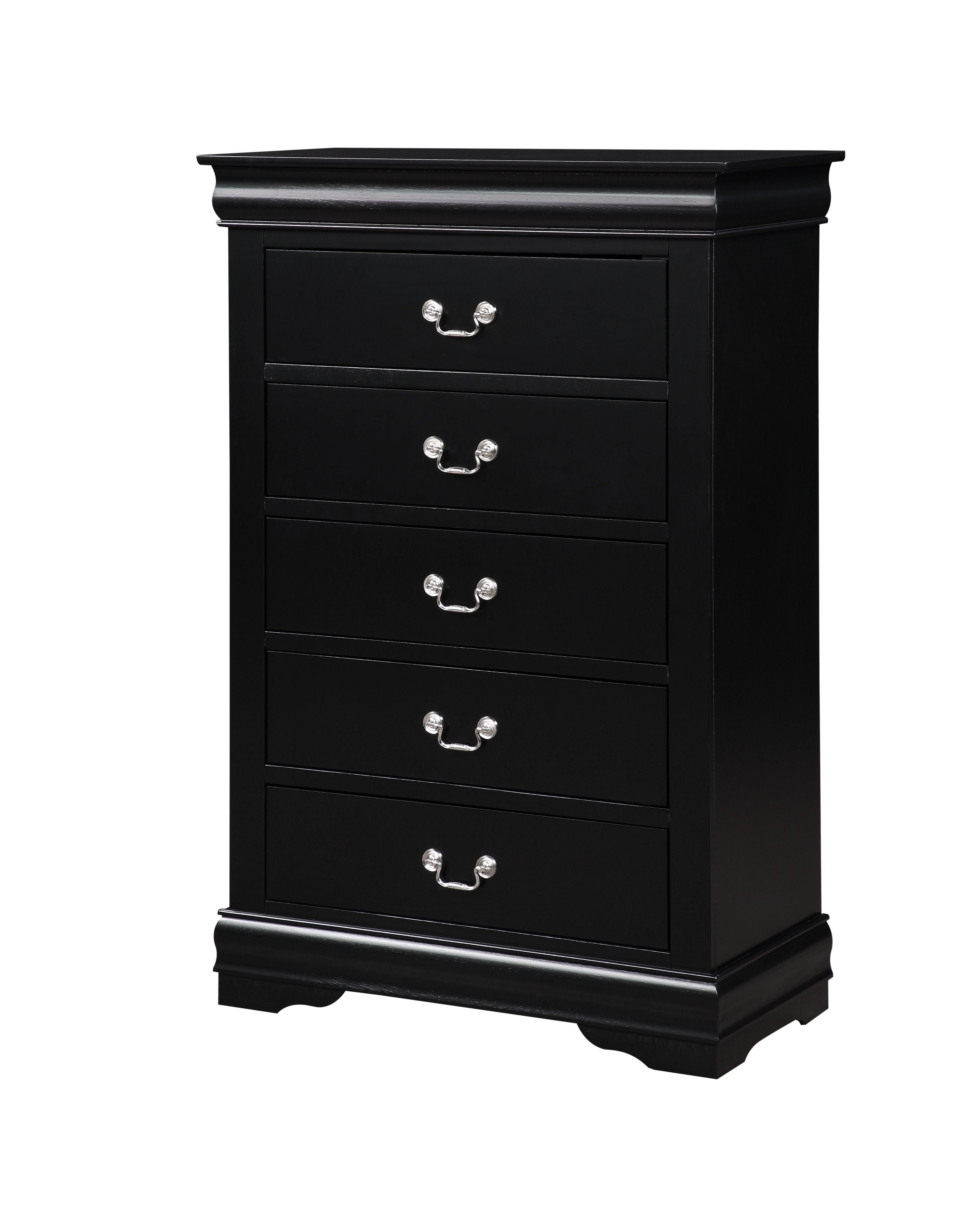 Black 5-Drawer Chest with Metal Handle