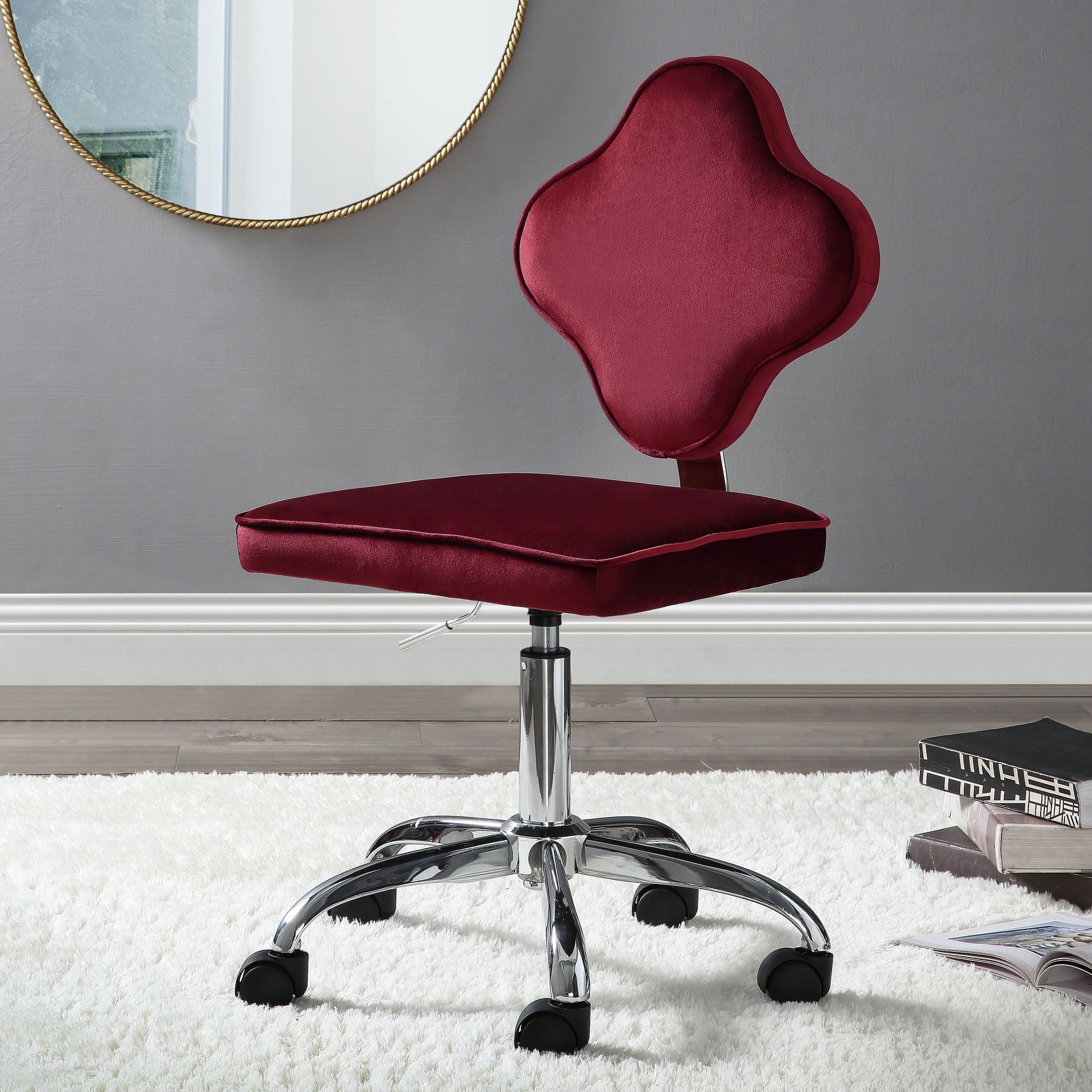 Red Swivel Office Chair with Casters