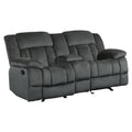 Microfiber Textured Fabric Glider Reclining Loveseat, Charcoal Black