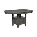42-60 Inch Extendable Oval Dining Table, Shelf, Closed Storage, Smooth Gray