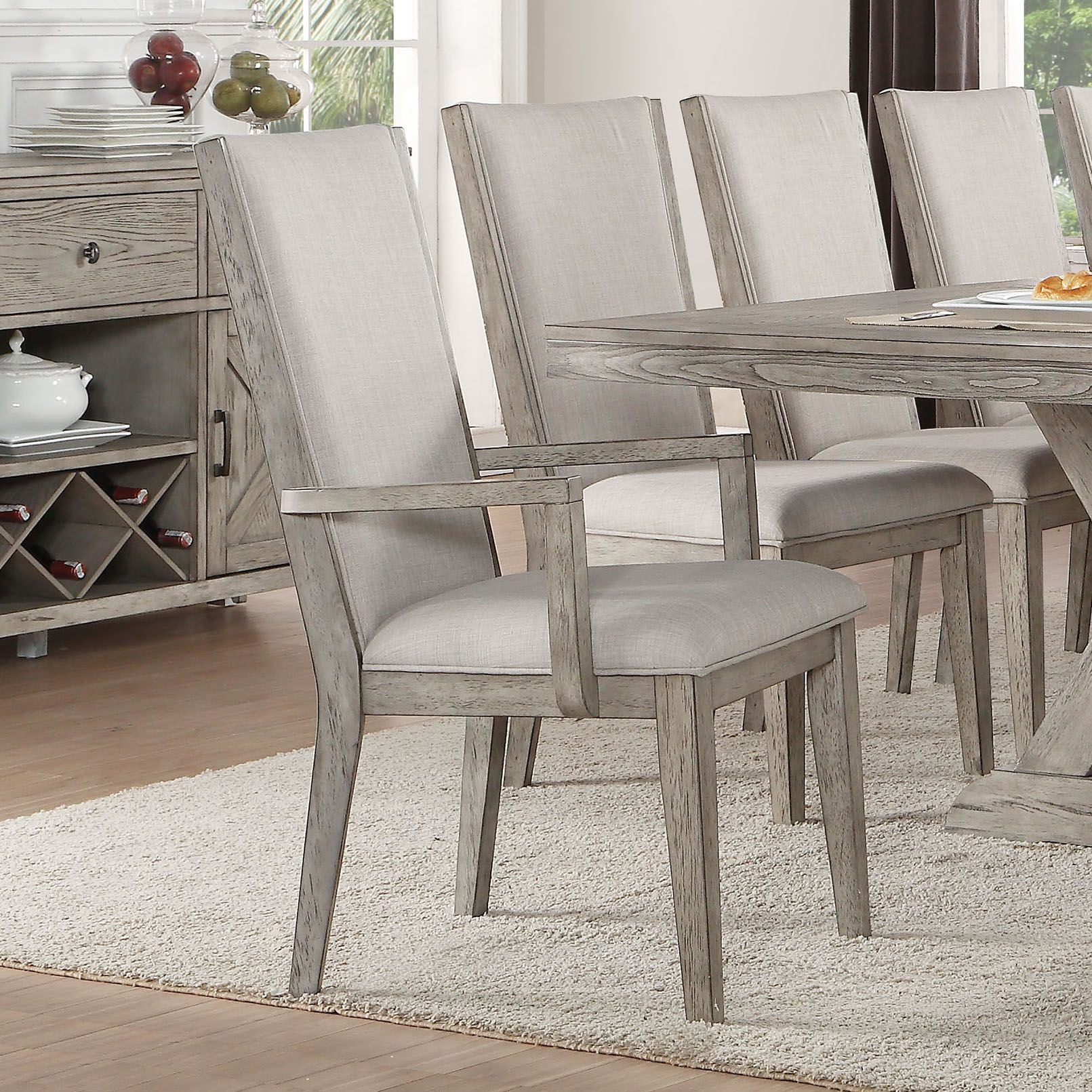 Grey and Grey Oak Padded Side Chair (Set of 2)