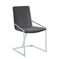 Grey and Chrome Side Chair with Metal Base (Set of 2)