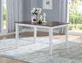 White and Walnut Dining Table with Tapered Leg