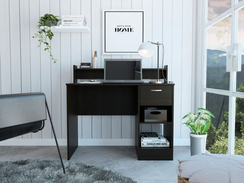 Portland 2-Shelf 1-Drawer Writing Desk Black