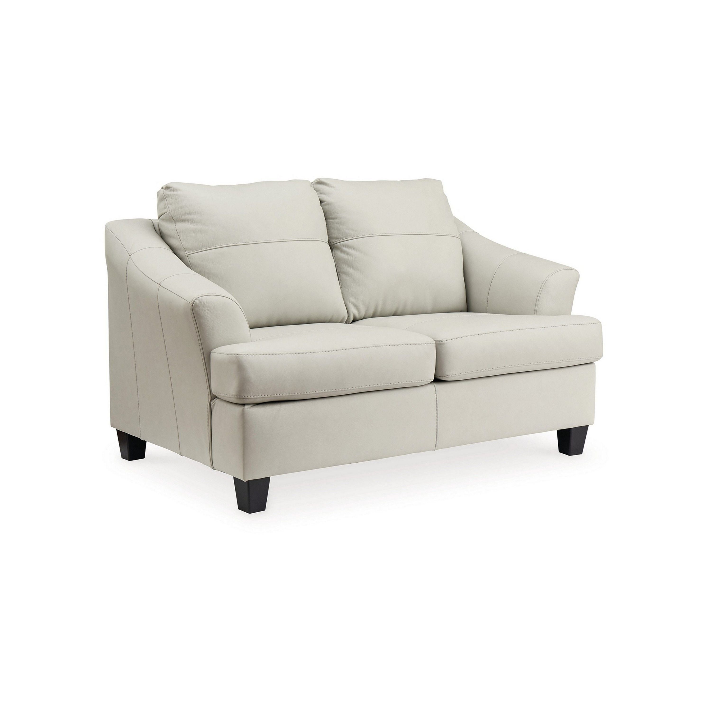 Geno 65 Inch Loveseat, Oversized Back Cushion, Off White Leather