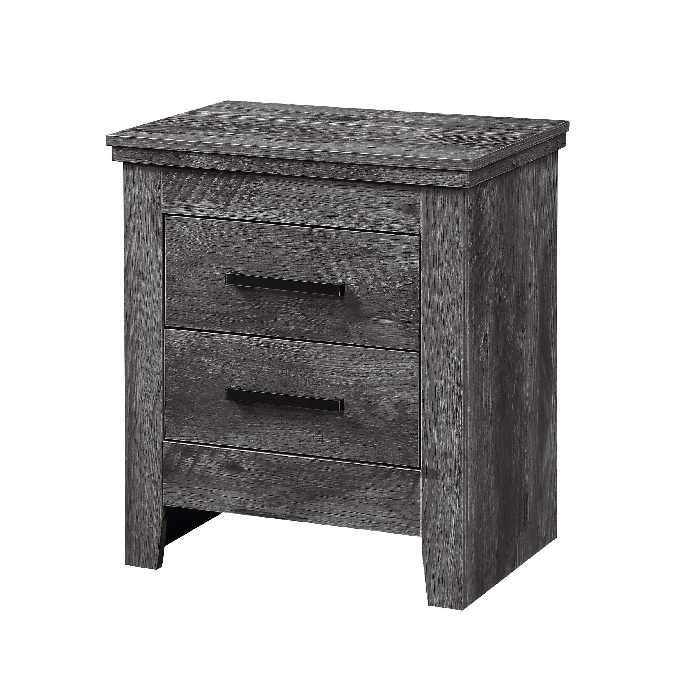 Rustic Grey Oak 2-Drawer Nightstand