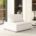 Arwen 42 Square Modular Pillow-Back Lounge Chair, White Beige Linen Blend