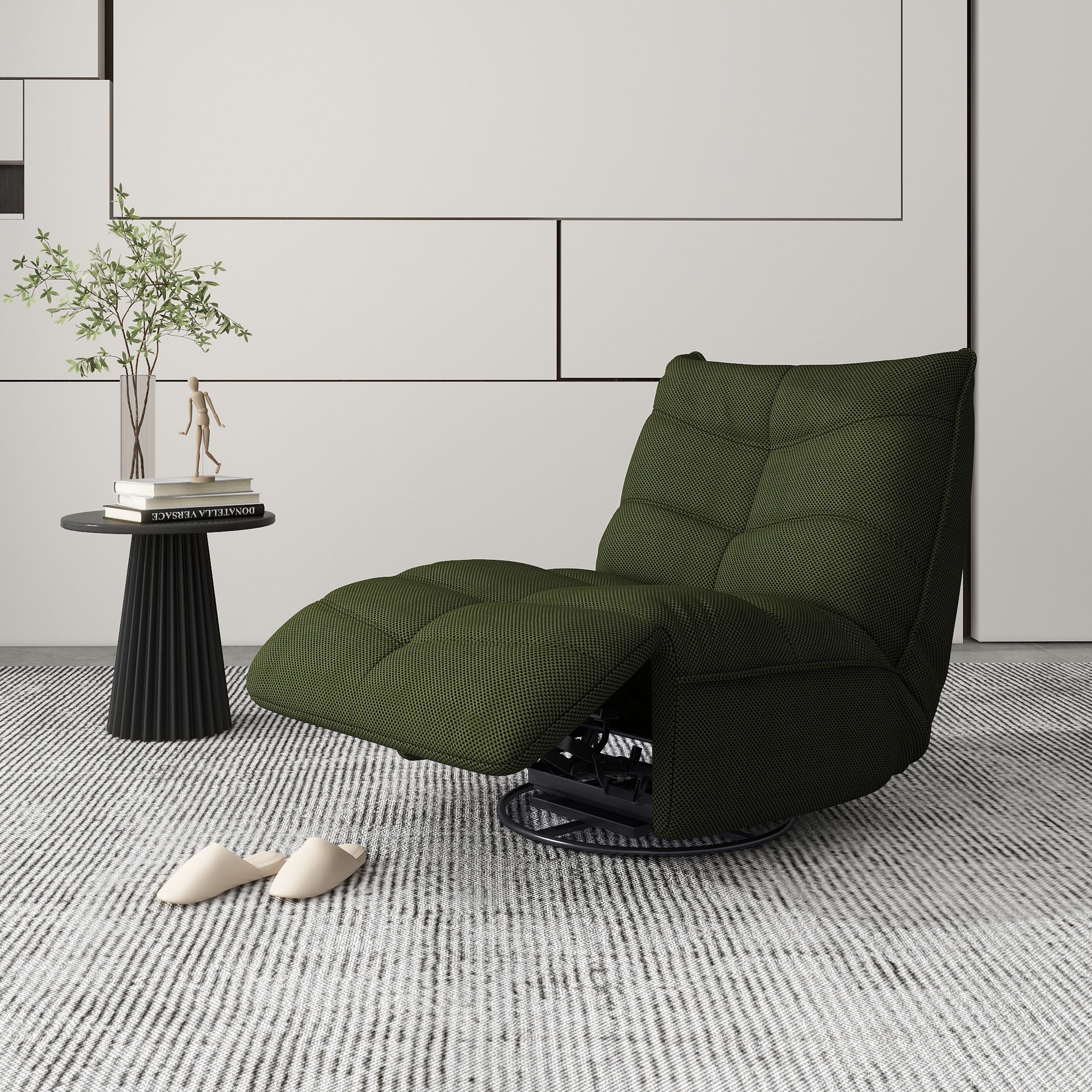 Rearden 35.5 Swivel Glider Manual Recliner Gaming Lounge Chair, Army Green 3D Tech Mesh