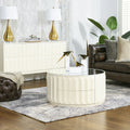 Facino 35.5 Round Storage Coffee Table, White Lacquer Birchwood